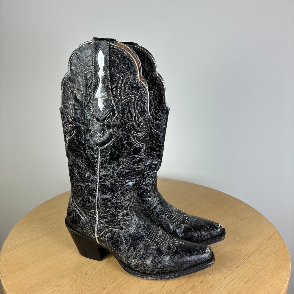 JB Dillon Western Cowgirl Heeled Boots Women's 7.5 Goat Leather Boho Cowboy